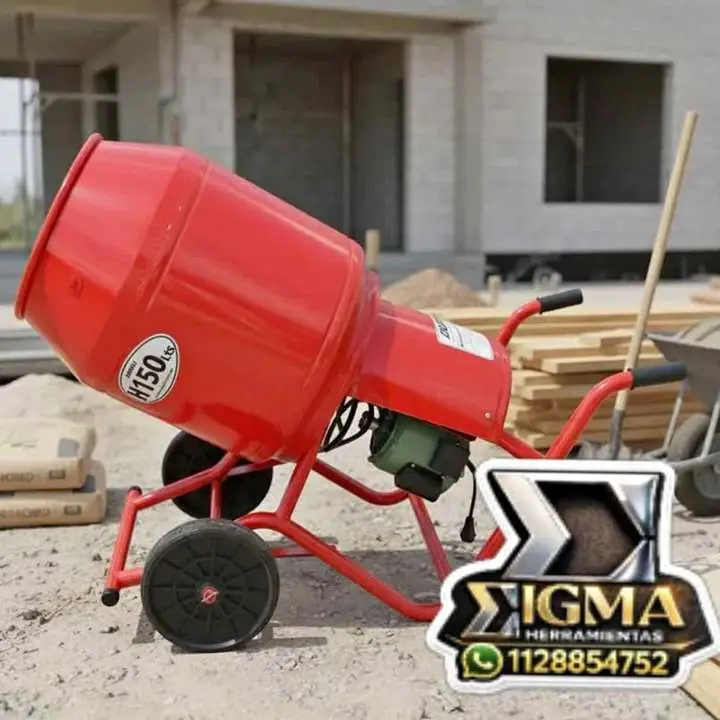 Hormigonera 150 litros motor 1 hp profesional rueda maciza Duroll