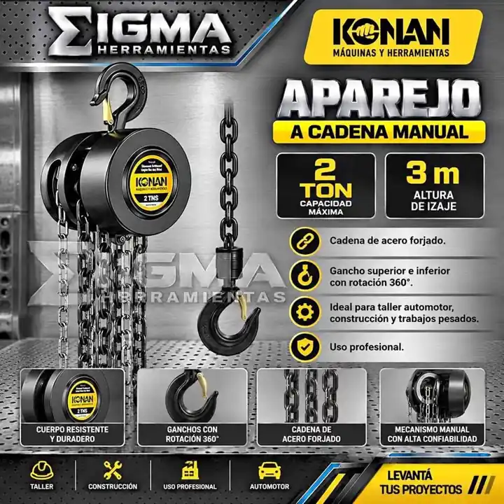 Aparejo a Cadena Manual 2 Toneladas 3 Metros Konan Industrial