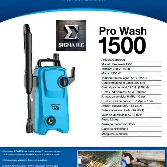 Hidrolavadora de 1200w 100bar Pro Wash 1500 Gamma