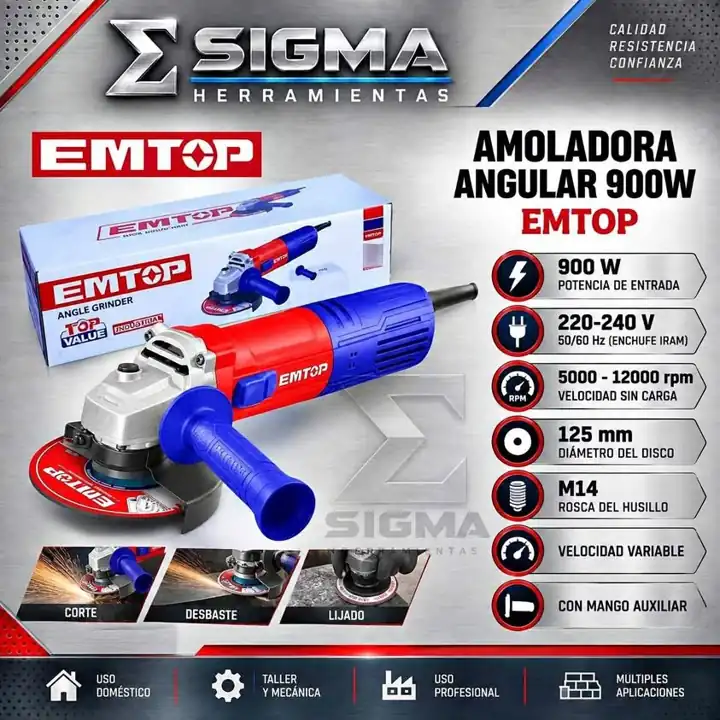 Amoladora Angular de 900w EMTOP