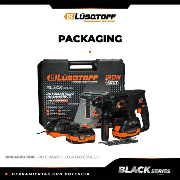Rotomartillo inalámbrico de 2,5j 18v lusqtoff black series