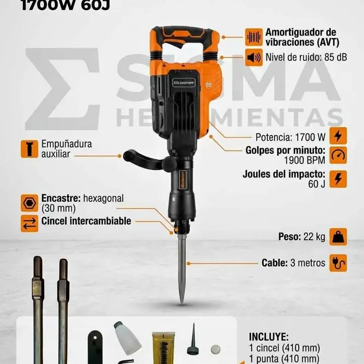 Martillo demoledor 1700w 60J Lusqtoff