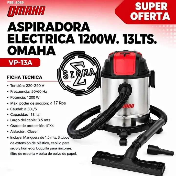 Aspiradora de Tacho 13 Litros 1200W Omaha