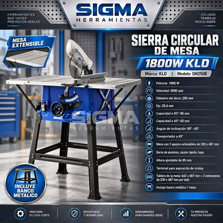 Sierra Circular de Mesa 1800w KLD