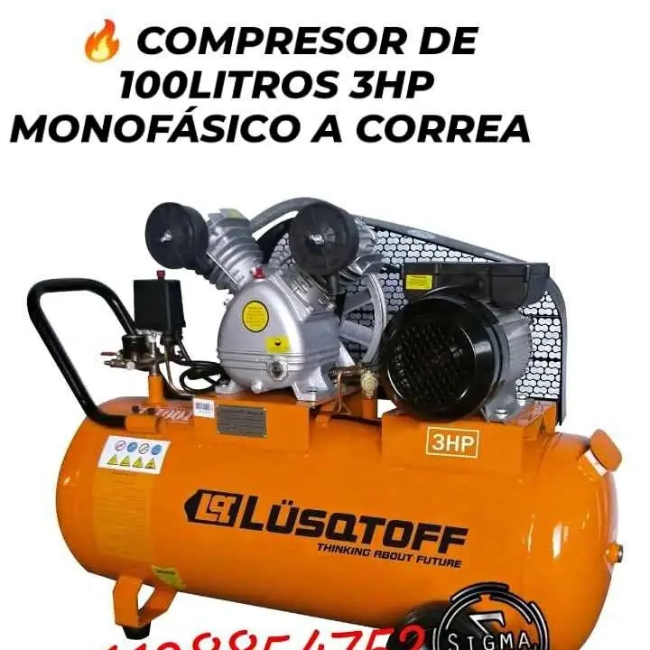 Compresor Aire 100lts 3hp Monofasico Correa 220v Lusqtoff