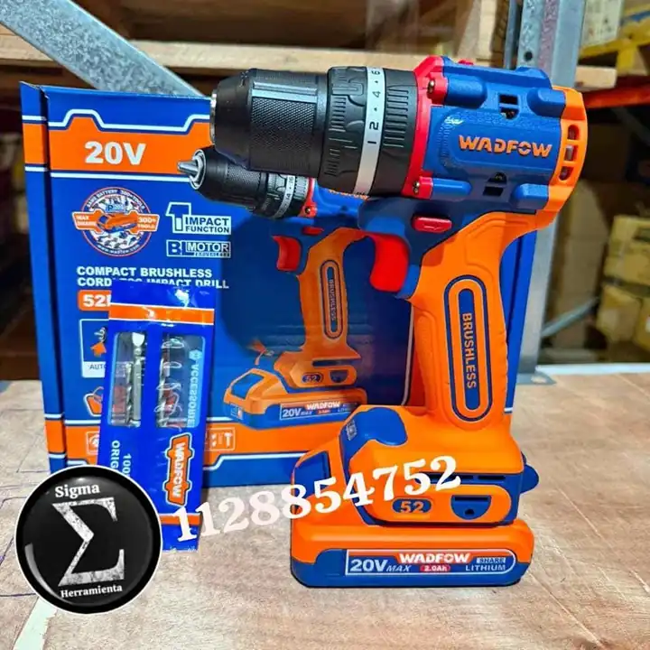 Taladro Percutor Inalámbrico 20v Brushless 52nm Wadfow
