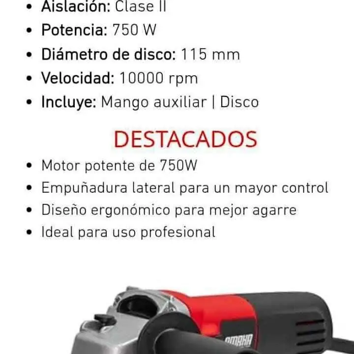 Amoladora Angular 15mm de 750w OMAHA