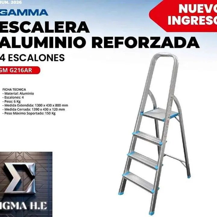 Escalera reforzada de Aluminio 4 escalones GAMMA