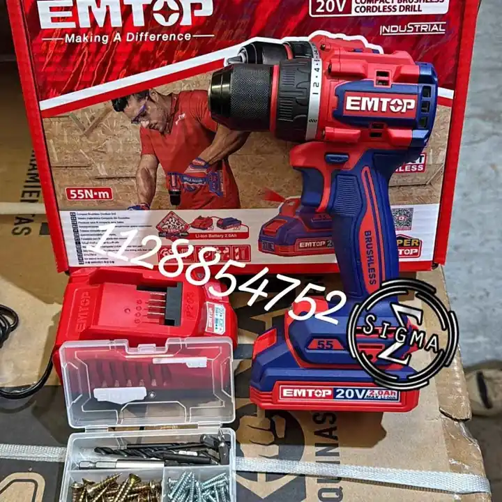 Taladro atornillador de 55nm 20v (sin percutor) EMTOP
