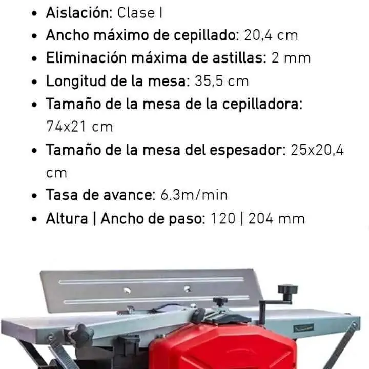 Cepilladora Garlopa de Banco 1500w Omaha