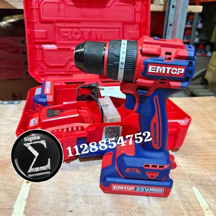 Taladro Percutor Atornillador 55 Nm con Maletín Emtop