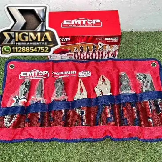 Set de Alicates Y Pinzas Eos23055 Completo 7 Pzs EMTOP