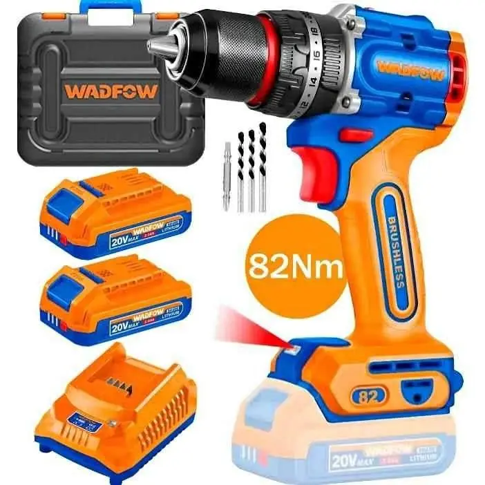 Taladro de Impacto Inalam Brushless 20V 82Nm + Carg + 2 Bat 2.0Ah Wadfow