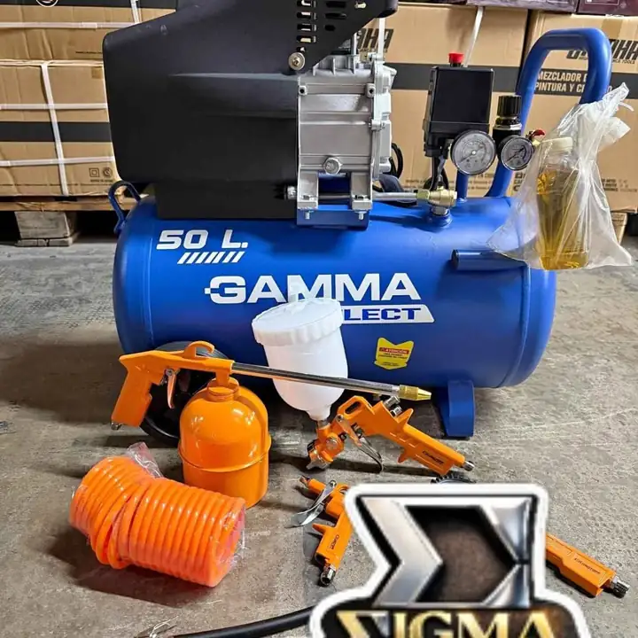 Compresor de Aire 50litros Gamma + Kit de 5 piezas