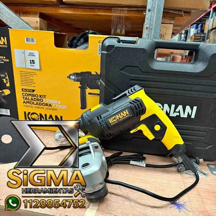 Combo eléctrico Taladro 13Mm 750W + Amoladora 115Mm 720W - KONAN