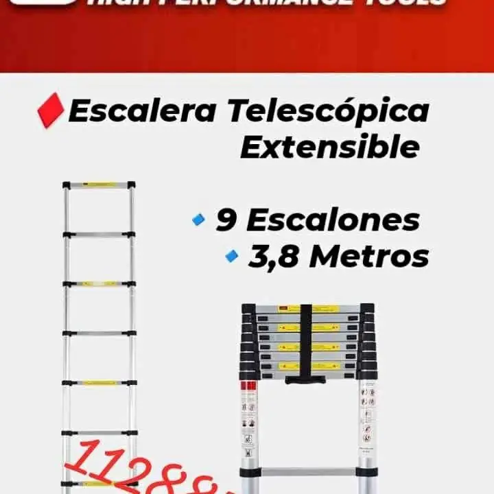 Escalera Telescópica Extensible 9 Escalones 3,8 Metros Omaha