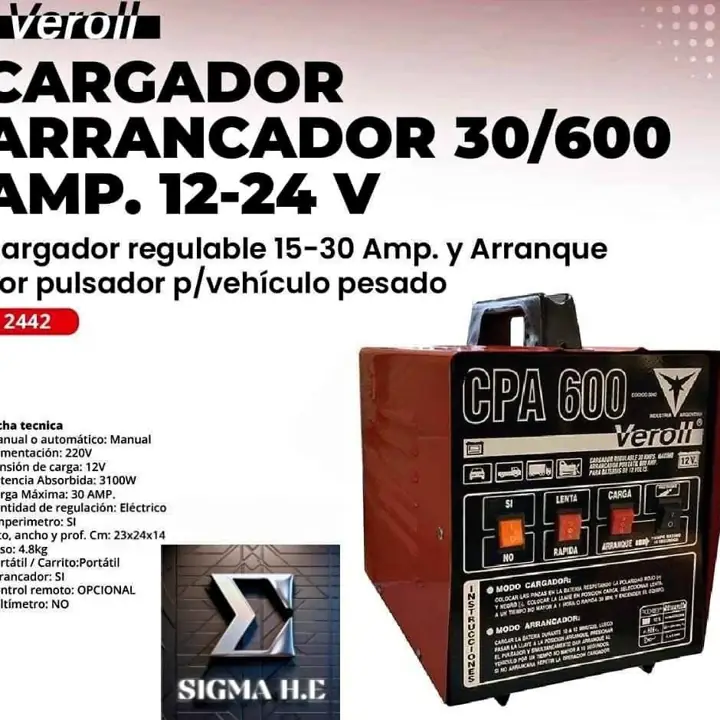 Cargador Arrancador 30/600amp. 12-24V VEROLL