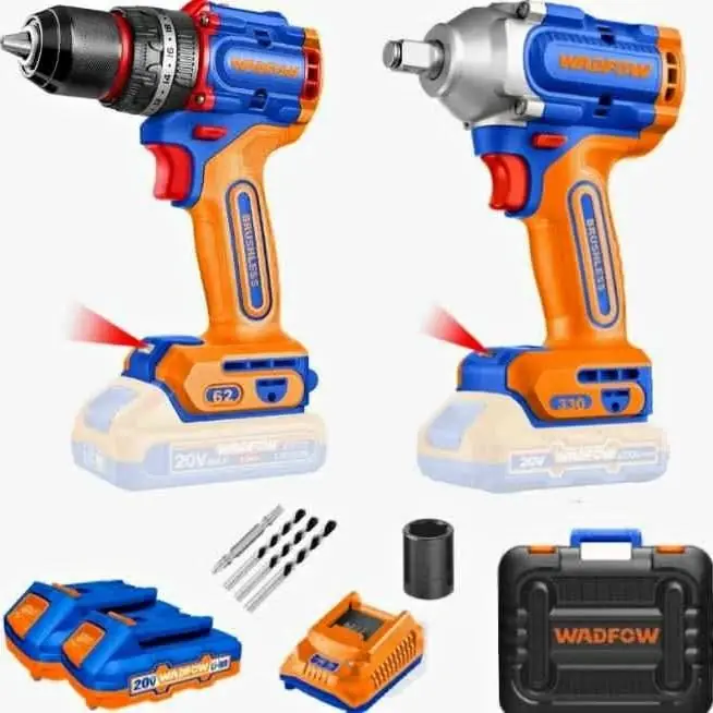 Combo Inalámbrico Wadfow Taladro percutor 62nm + Llave de impacto 330nm