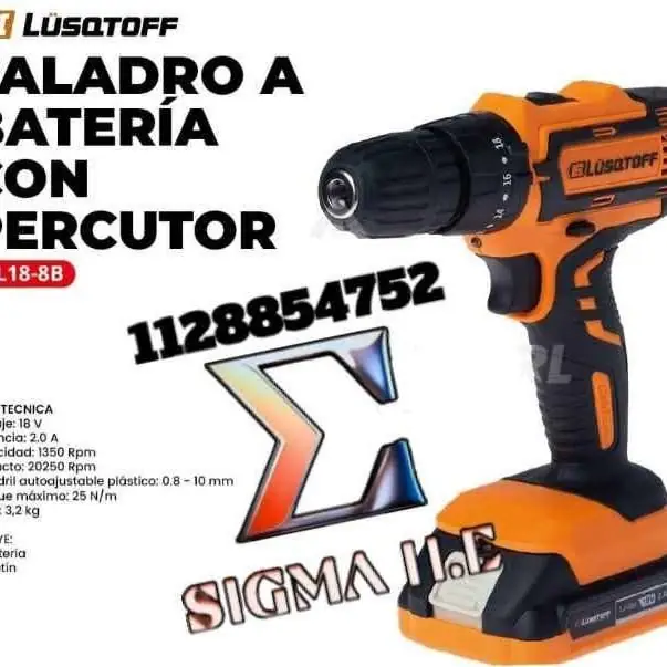 Taladro percutor atornillador inalámbrico de 10mm Lüsqtoff