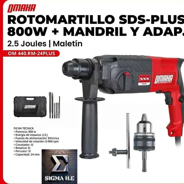 Rotomartillo 800w + Mandril y maletín Omaha