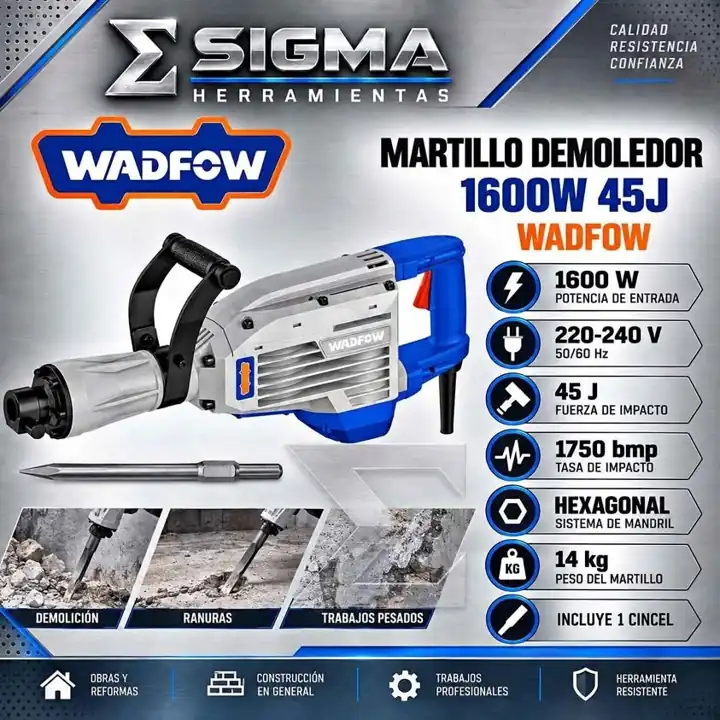 Martillo Demoledor 1600w 45j Wadfow