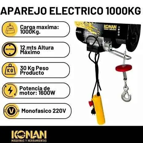 Aparejo electrico 1000kg 1600W konan