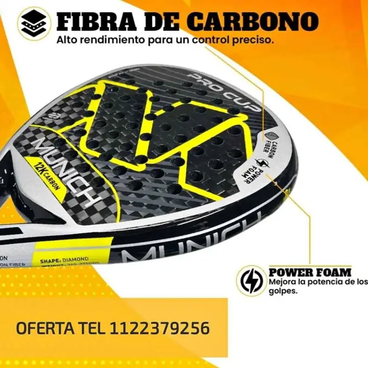Paleta Pádel Power Foam 12k Carbon 100% Carbono Oferta
