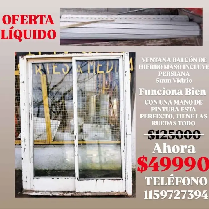 Puerta Balcón Hierro 200x150 Excelente Calidad Funciona Bien Incluye Persiana Líquido Oportunidad