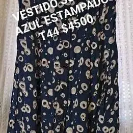 Vestido solero azul estampado T44 excelente estado paternal