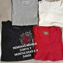 Remeras manga corta y musculosas talle M 6 x $4000 hoy por paternal