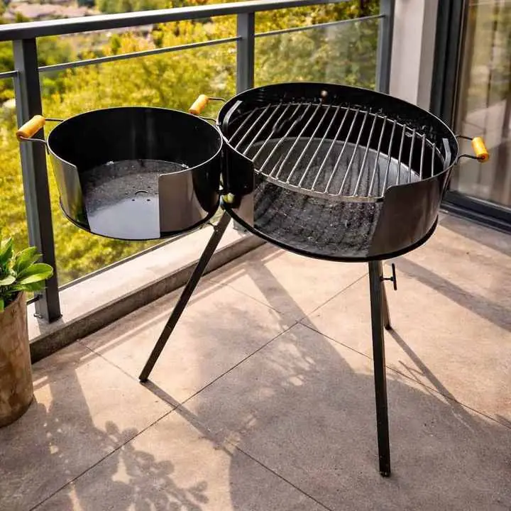Parrilla balconero con foguerito desmontables y patas desmontables