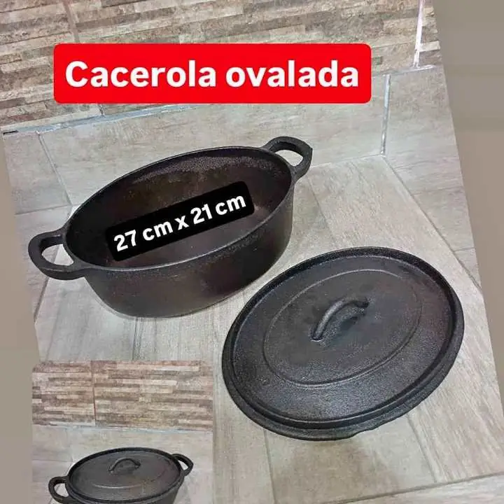 Cacerola ovalada de fundición Capacidad 2 litros con tapa