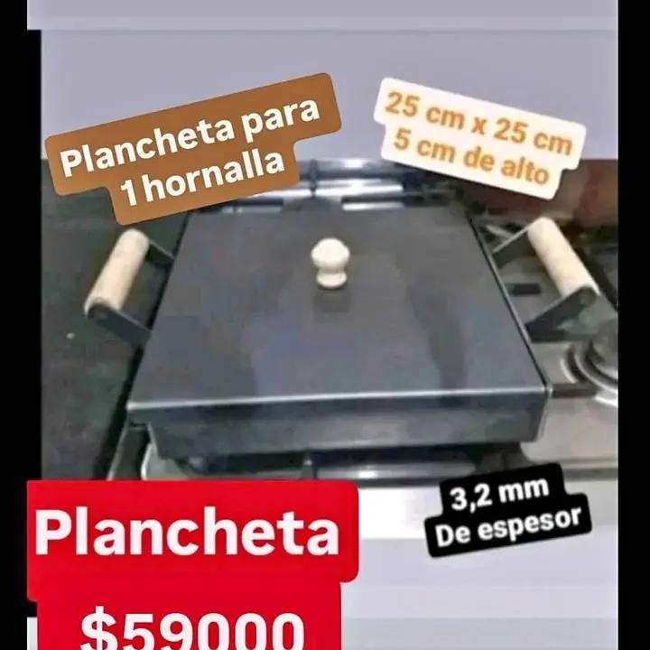 Plancheta para una sola hornallas con tapa