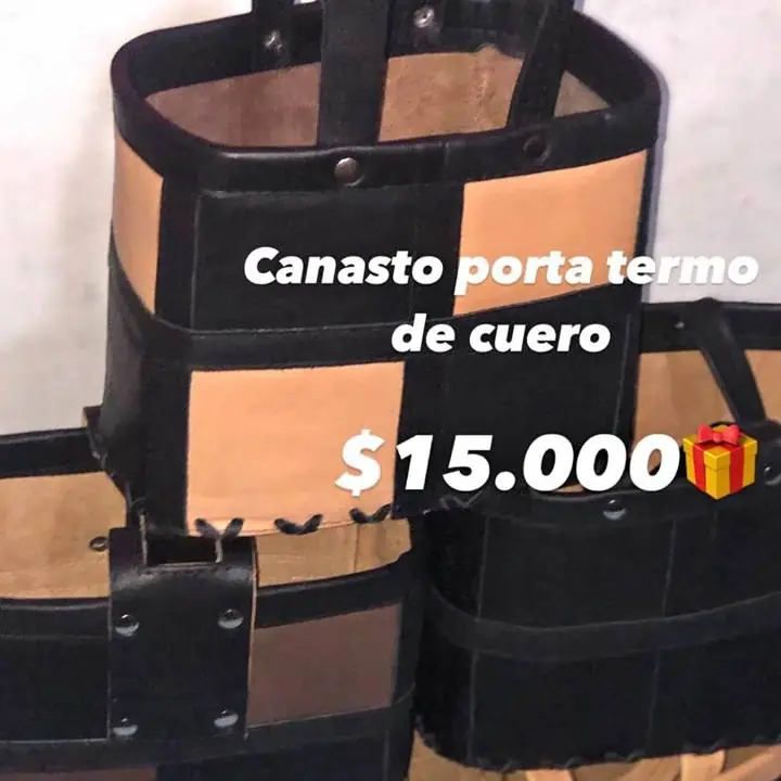 Canastito porta termo de cuero ! Muy buena calidad