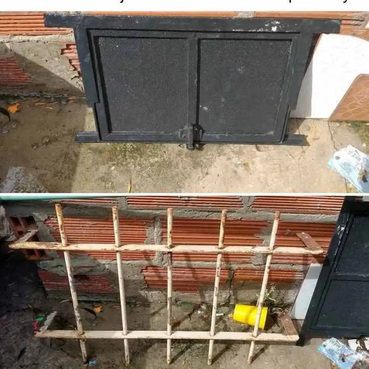 30cm x 45cm de hierro y vidrio ventana. con reja