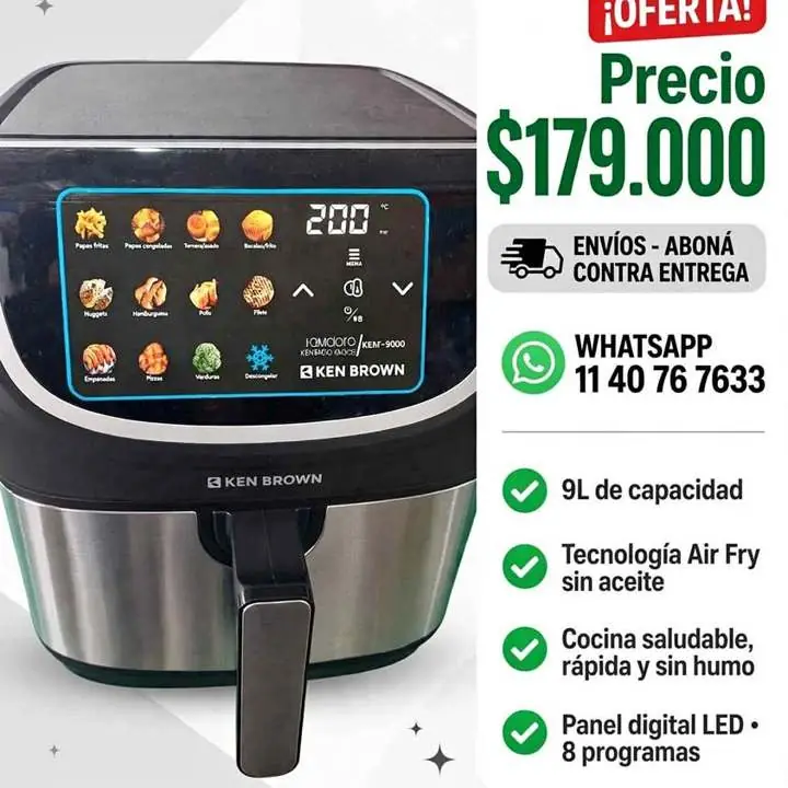 Freidora Ken Brown 9 litros sin aceite air fry