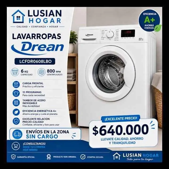 Lavarropas Drean # 6 KG # 800 RPM WhatsApp