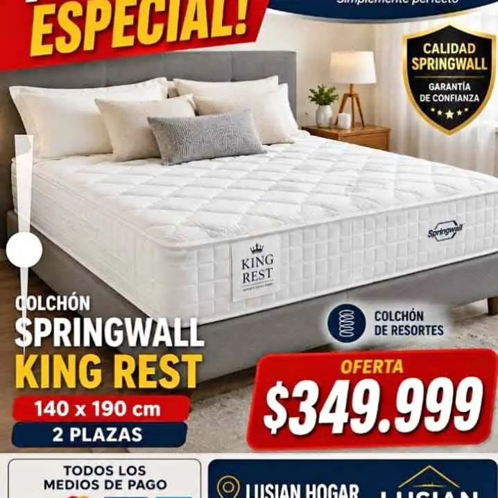 Colchon # springwall king rest 140 x 190 x 23 cm resortes espectacular