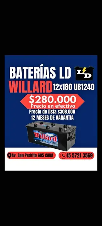 Bateria 12 x180 nuevas edna Moura Willard desde $280.000 envío colocación capital local en flores