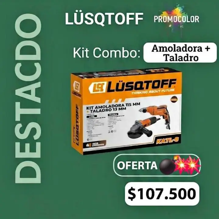 Combo amoladora y taladro lusqtoff