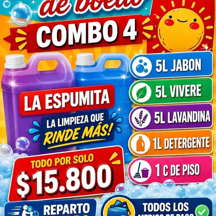 Combo número 4 la Espumita de Boedo reparto en CABA