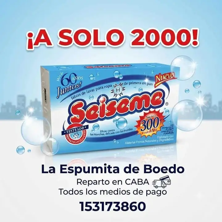 Jabón seiseme a solo 2000 bicarbonato kilo 5600 reparto en caba