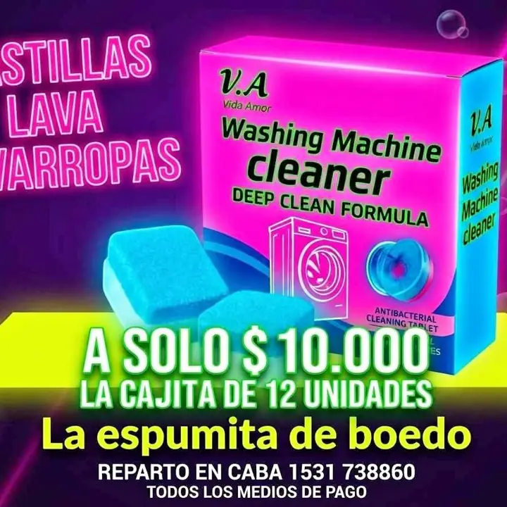 Pastillas lava lavarropa cajita 12 unidades reparto en caba