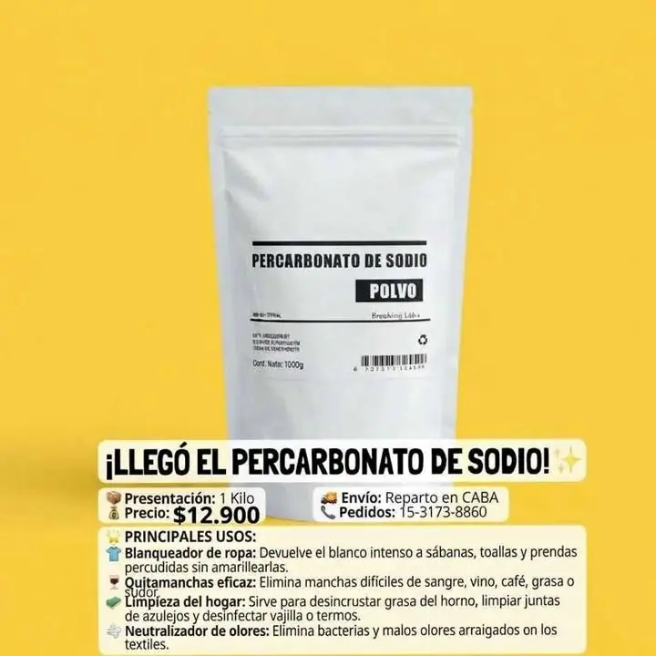 Blanqueador de ropa percarbonato de sodio kilo reparto a un Cabo