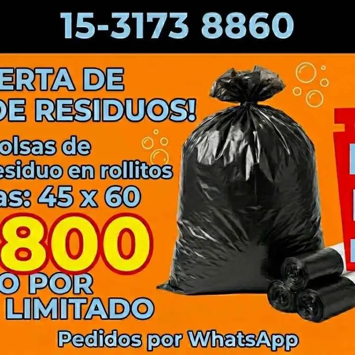 Bolsa de recibo en rollitos 60 unidades 45 x 60 reparto de artículos de limpieza en caba la espumita