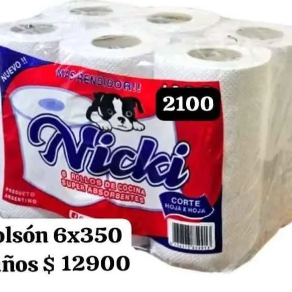 Rollo de cocina Nicki 6 x 350 paños entrega en CABA
