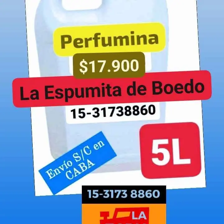 Perfume para la ropa auto hogar bidón 5 litros reparto un CABA