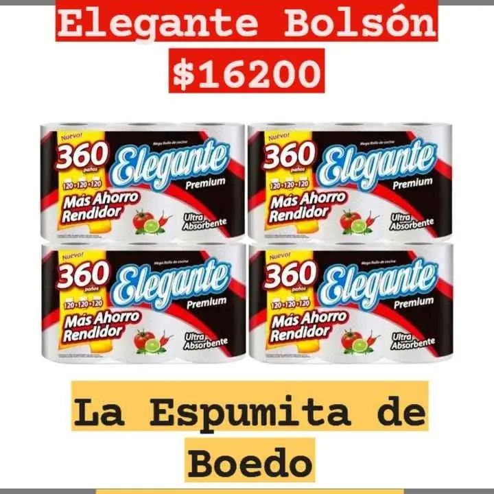 Rollo de cocina Elegante bolsón 4 paquetes x 360 paños reparto en CABA