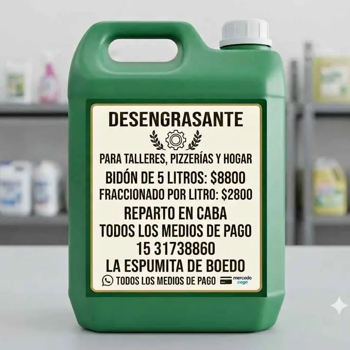 Desengrasante talleres pizzerías hogar reparto en caba