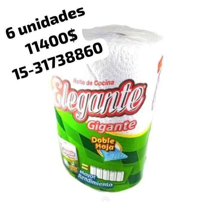 Rollo de cocina Elegante 6 u x 200 paños envío en CABA